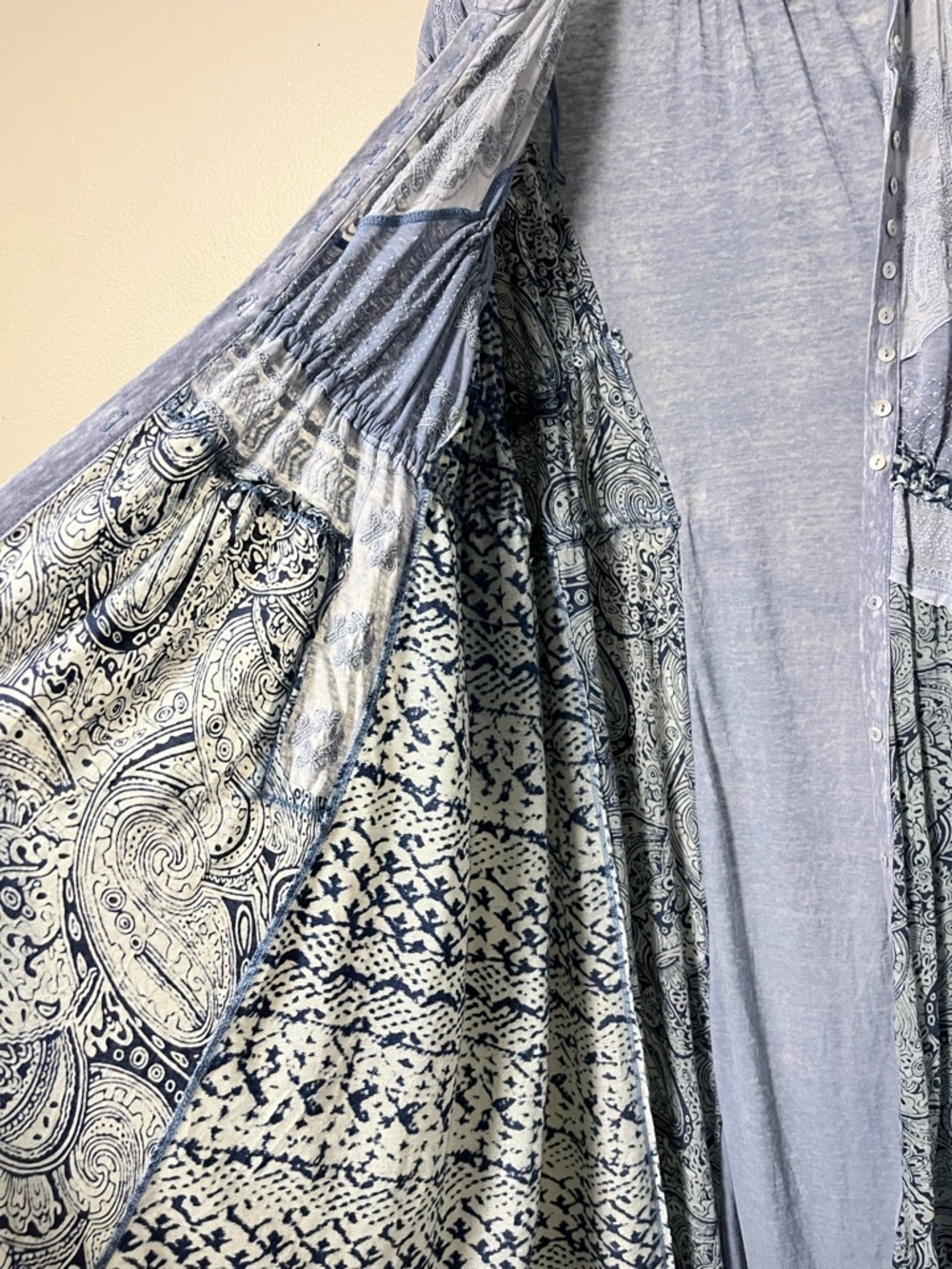 Free People Blue Oh My Mix Print Maxi Dress Women’s S Boho Cottage Prairie - Picture 7 of 11